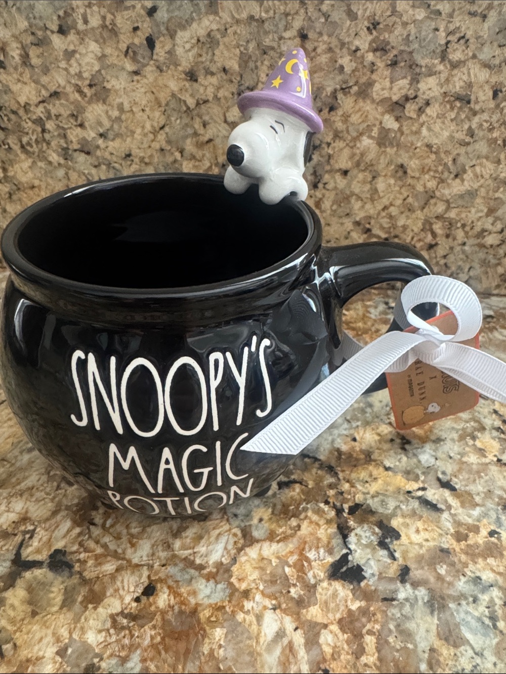 Black Peanuts x Rae Dunn Collectible Snoopys Magic Potion Mug W Snoopy Charm